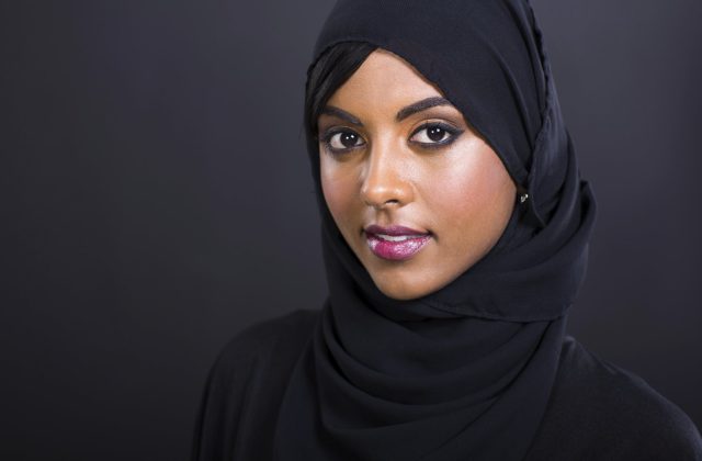 Beautiful African woman in a black hijab