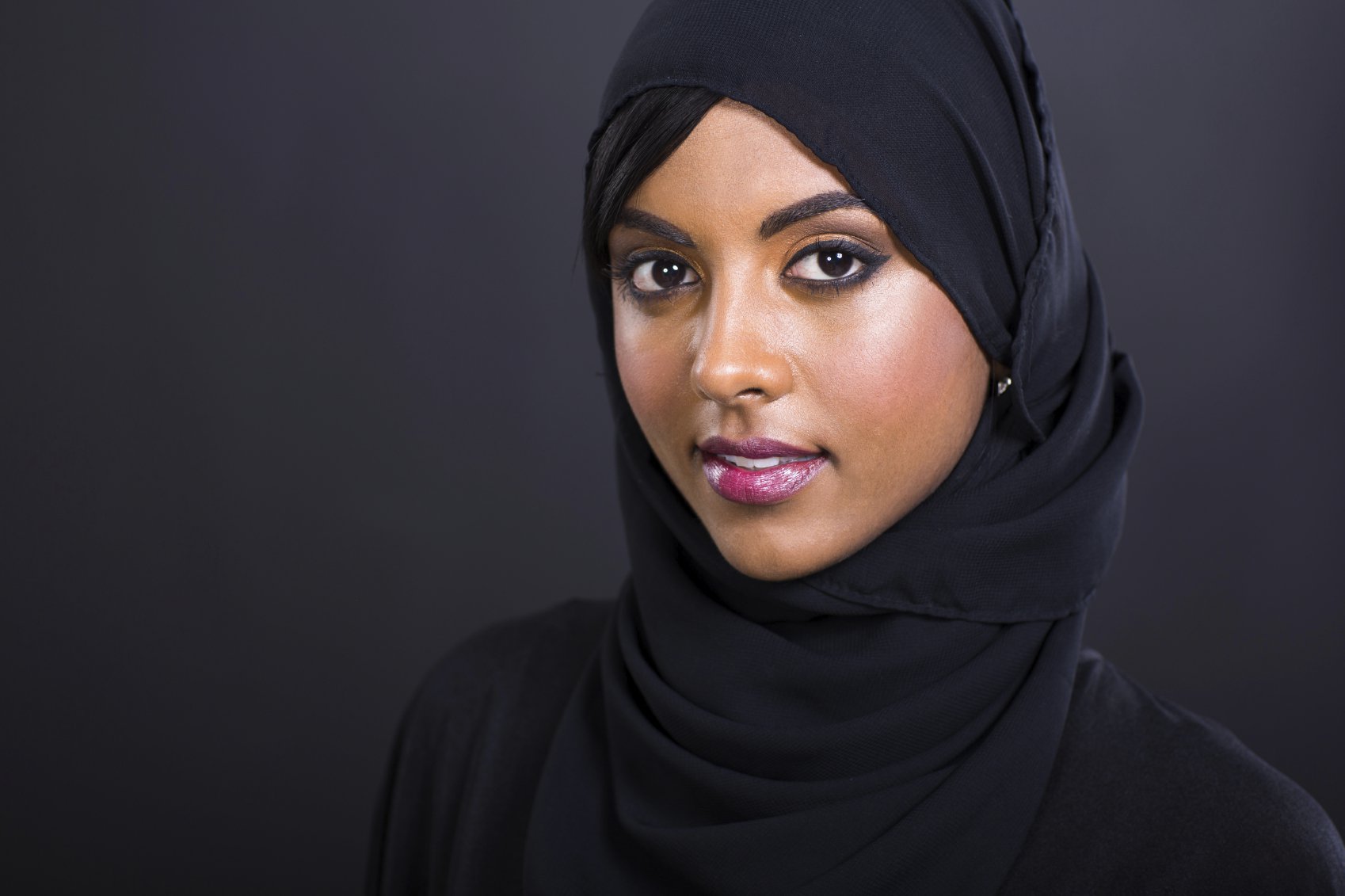 Beautiful African woman in a black hijab